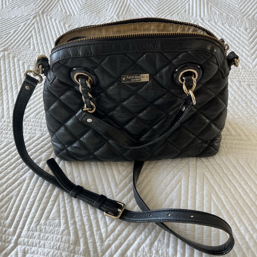kate spade black quilted leather crossbody bag